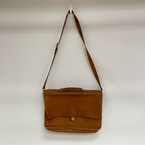 COACH VINTAGE METROPOLITAN TAN LEATHER BRIEF CROSSBODY BAG - Picture 1 of 10